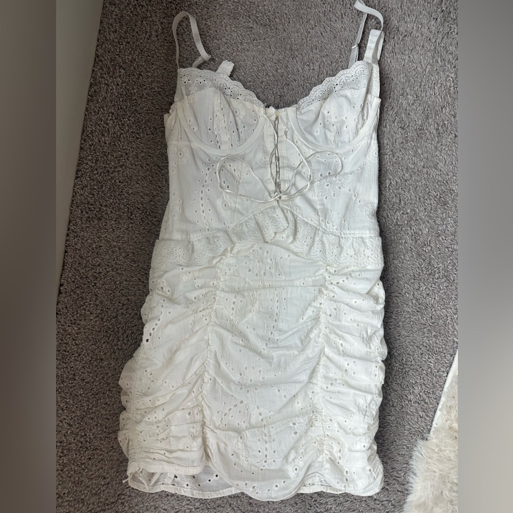 Chic White Eyelet Mini Dress